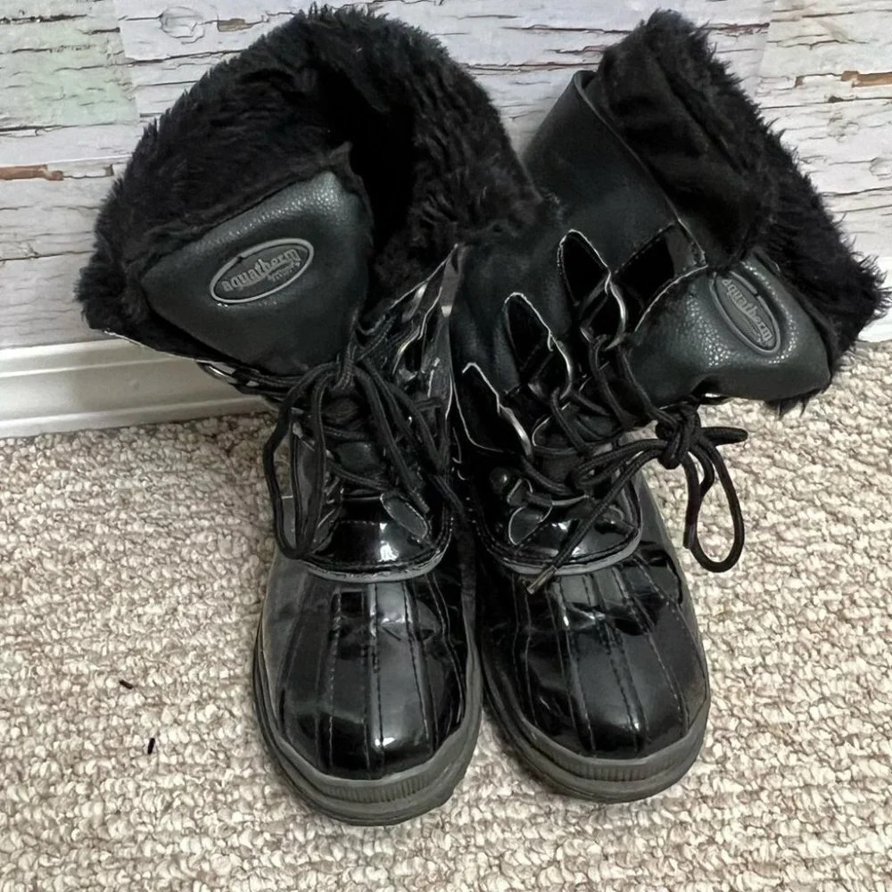 Aquatherm santana black winter  fur warm boots size 6